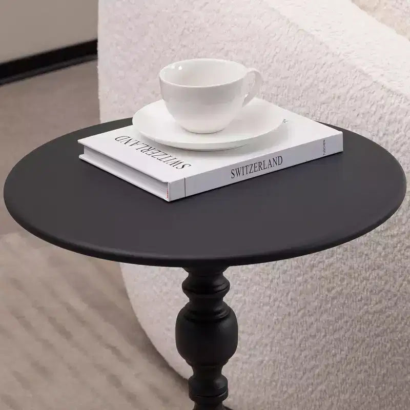 Black Vintage Round Metal Side Table, Set of 2