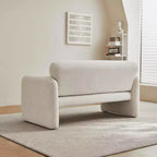Velvet Loveseat Sofa with Lumbar Pillow, 2-Seat, Beige / Dark Gray / Green / Orange
