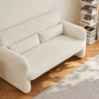Velvet Loveseat Sofa with Lumbar Pillow, 2-Seat, Beige / Dark Gray / Green / Orange