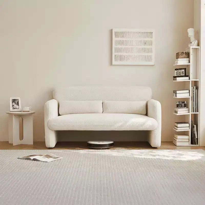 Velvet Loveseat Sofa with Lumbar Pillow, 2-Seat, Beige / Dark Gray / Green / Orange