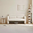 Velvet Loveseat Sofa with Lumbar Pillow, 2-Seat, Beige / Dark Gray / Green / Orange