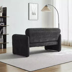 Velvet Loveseat Sofa with Lumbar Pillow, 2-Seat, Beige / Dark Gray / Green / Orange