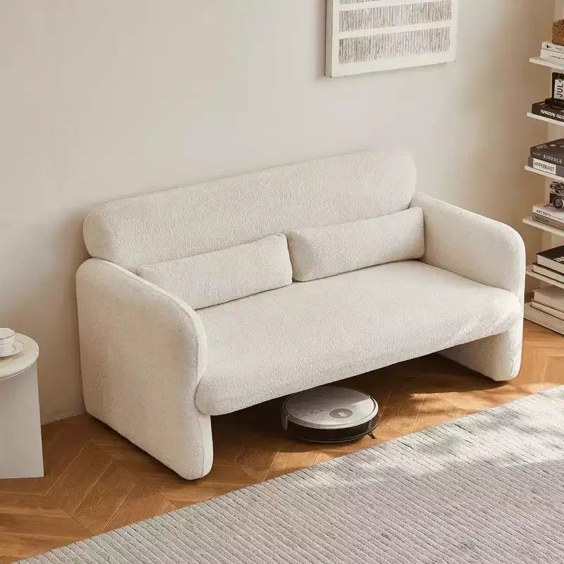 Velvet Loveseat Sofa with Lumbar Pillow, 2-Seat, Beige / Dark Gray / Green / Orange
