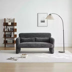 Velvet Loveseat Sofa with Lumbar Pillow, 2-Seat, Beige / Dark Gray / Green / Orange