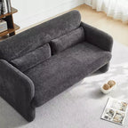 Velvet Loveseat Sofa with Lumbar Pillow, 2-Seat, Beige / Dark Gray / Green / Orange