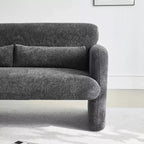 Velvet Loveseat Sofa with Lumbar Pillow, 2-Seat, Beige / Dark Gray / Green / Orange