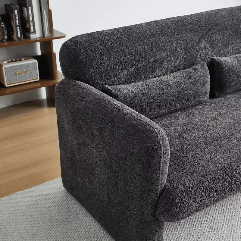 Velvet Loveseat Sofa with Lumbar Pillow, 2-Seat, Beige / Dark Gray / Green / Orange