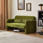 Velvet Loveseat Sofa with Lumbar Pillow, 2-Seat, Beige / Dark Gray / Green / Orange