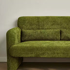 Velvet Loveseat Sofa with Lumbar Pillow, 2-Seat, Beige / Dark Gray / Green / Orange