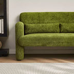 Velvet Loveseat Sofa with Lumbar Pillow, 2-Seat, Beige / Dark Gray / Green / Orange