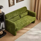 Velvet Loveseat Sofa with Lumbar Pillow, 2-Seat, Beige / Dark Gray / Green / Orange