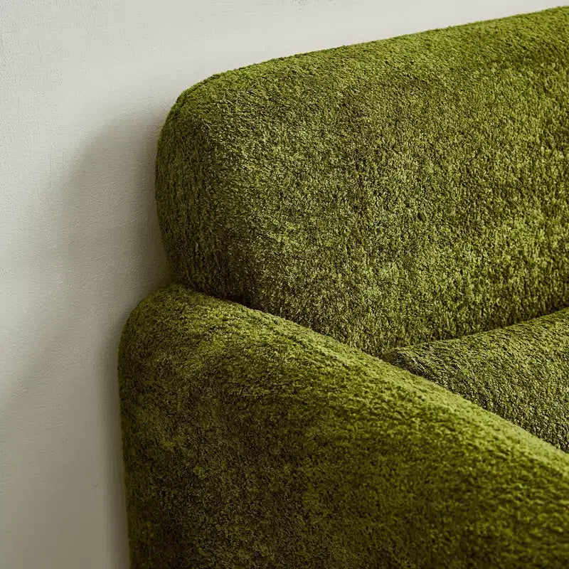 Velvet Loveseat Sofa with Lumbar Pillow, 2-Seat, Beige / Dark Gray / Green / Orange