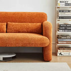 Velvet Loveseat Sofa with Lumbar Pillow, 2-Seat, Beige / Dark Gray / Green / Orange
