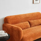 Velvet Loveseat Sofa with Lumbar Pillow, 2-Seat, Beige / Dark Gray / Green / Orange