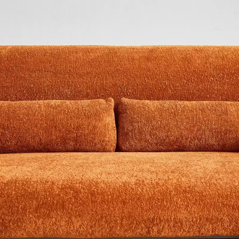 Velvet Loveseat Sofa with Lumbar Pillow, 2-Seat, Beige / Dark Gray / Green / Orange