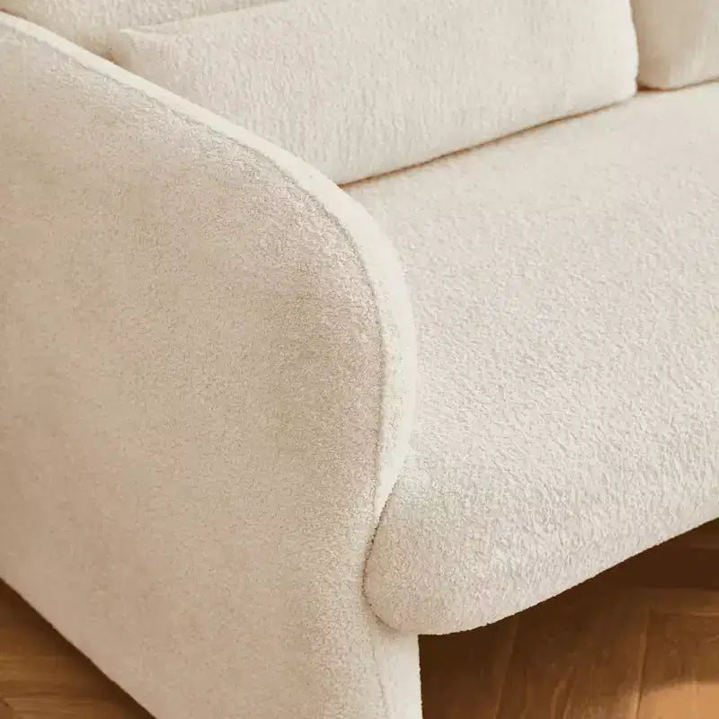 Velvet Loveseat Sofa with Lumbar Pillow, 2-Seat, Beige / Dark Gray / Green / Orange