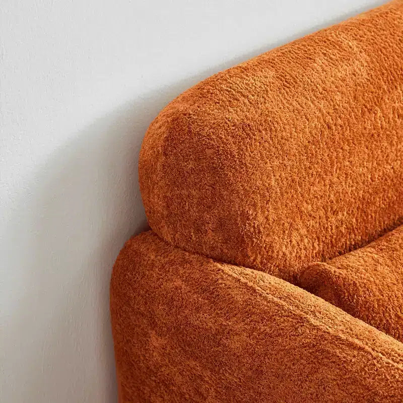 Velvet Loveseat Sofa with Lumbar Pillow, 2-Seat, Beige / Dark Gray / Green / Orange