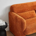 Velvet Loveseat Sofa with Lumbar Pillow, 2-Seat, Beige / Dark Gray / Green / Orange