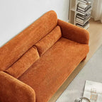 Velvet Loveseat Sofa with Lumbar Pillow, 2-Seat, Beige / Dark Gray / Green / Orange