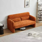 Velvet Loveseat Sofa with Lumbar Pillow, 2-Seat, Beige / Dark Gray / Green / Orange