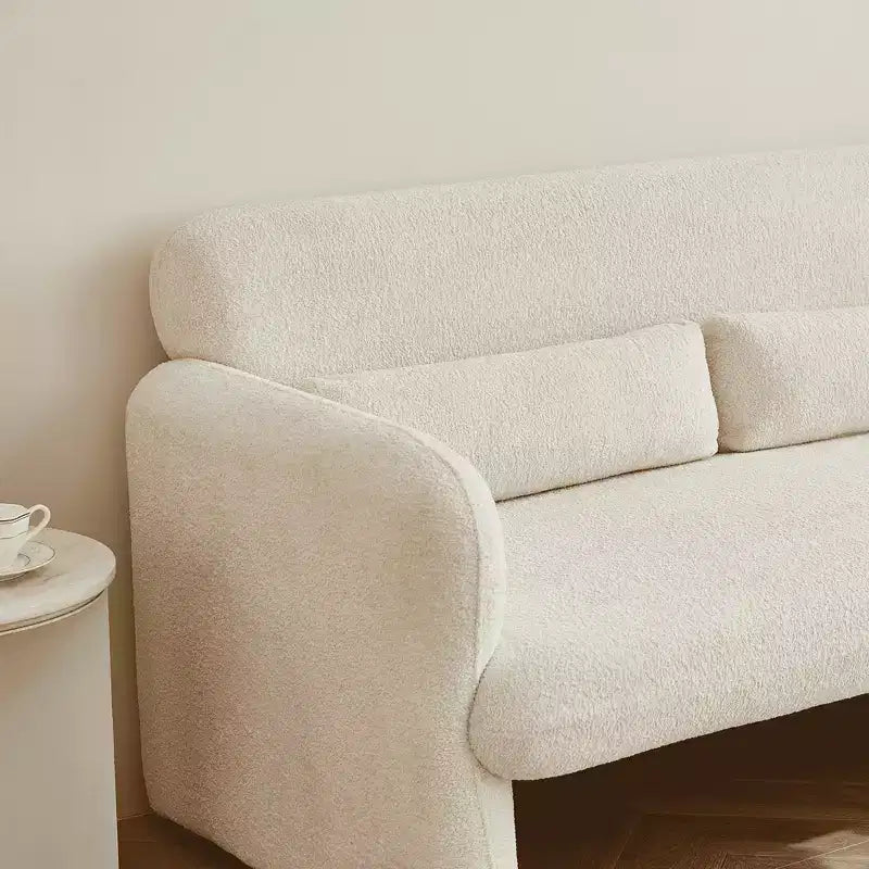 Velvet Loveseat Sofa with Lumbar Pillow, 2-Seat, Beige / Dark Gray / Green / Orange