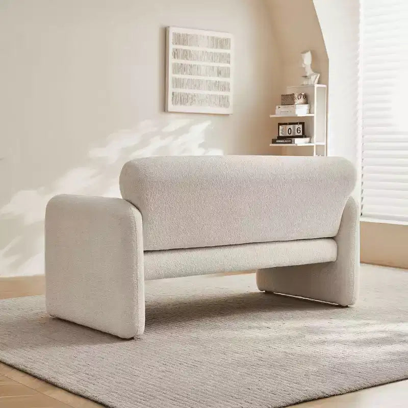 Velvet Loveseat Sofa with Lumbar Pillow, 2-Seat, Beige / Dark Gray / Green / Orange