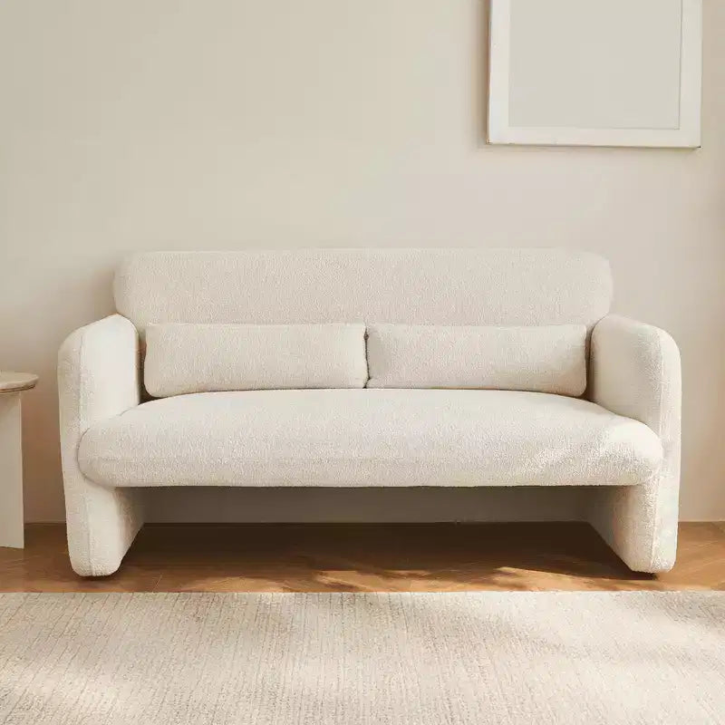 MAYEERTY 59Velvet Fabric Sofa, Modern Loveseat Furniture with Support Pillow for Apartment, Office, Living Room & Bedroom, Tool-Free Assembly.