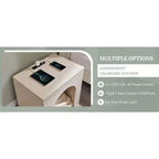 End Table Set of 2 – Brown/Cream White/Dark Gray/Natural, Modern Arched Style, with Charging Station