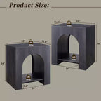 End Table Set of 2 – Brown/Cream White/Dark Gray/Natural, Modern Arched Style, with Charging Station