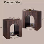 End Table Set of 2 – Brown/Cream White/Dark Gray/Natural, Modern Arched Style, with Charging Station