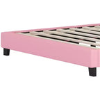 Cream & Pink Crown Headboard Platform Bed, Full Size, 1-Person (Kids)