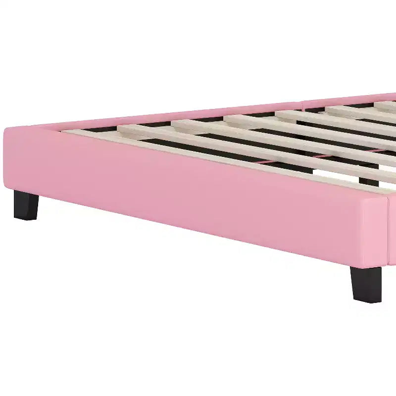 Cream & Pink Crown Headboard Platform Bed, Full Size, 1-Person (Kids)