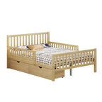 Natural Wood Full Platform Bed with Guardrails & 2 Storage Drawers, 1-Person