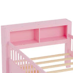 Pink Twin Platform Bed with Storage Headboard, Under-Bed Drawers and Guardrails, Single