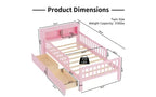 Pink Twin Platform Bed with Storage Headboard, Under-Bed Drawers and Guardrails, Single