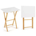 Costway Folding TV Tray Tables Set of 2 Bamboo Snack Table for Small Spaces Bedroom