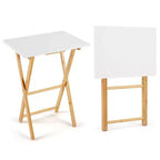Costway Folding TV Tray Tables Set of 2 Bamboo Snack Table for Small Spaces Bedroom
