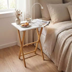 White Bamboo Folding TV Tray Table, Set of 2
