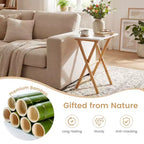 White Bamboo Folding TV Tray Table, Set of 2