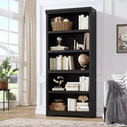 5/6-Tier Adjustable Bookshelf,Farmhouse Tall Bookcase, Freestanding Storage Organizer w/ Anti-Tip Kit for Home Office,Living Room,Study