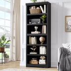 5/6-Tier Adjustable Bookshelf,Farmhouse Tall Bookcase, Freestanding Storage Organizer w/ Anti-Tip Kit for Home Office,Living Room,Study