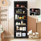 5/6-Tier Adjustable Bookshelf,Farmhouse Tall Bookcase, Freestanding Storage Organizer w/ Anti-Tip Kit for Home Office,Living Room,Study
