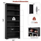 5/6-Tier Adjustable Bookshelf,Farmhouse Tall Bookcase, Freestanding Storage Organizer w/ Anti-Tip Kit for Home Office,Living Room,Study