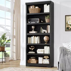 5/6-Tier Adjustable Bookshelf,Farmhouse Tall Bookcase, Freestanding Storage Organizer w/ Anti-Tip Kit for Home Office,Living Room,Study