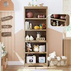 5/6-Tier Adjustable Bookshelf,Farmhouse Tall Bookcase, Freestanding Storage Organizer w/ Anti-Tip Kit for Home Office,Living Room,Study