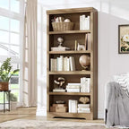 5/6-Tier Adjustable Bookshelf,Farmhouse Tall Bookcase, Freestanding Storage Organizer w/ Anti-Tip Kit for Home Office,Living Room,Study