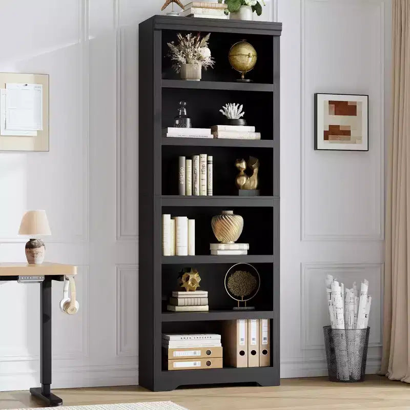 5/6-Tier Adjustable Bookshelf,Farmhouse Tall Bookcase, Freestanding Storage Organizer w/ Anti-Tip Kit for Home Office,Living Room,Study