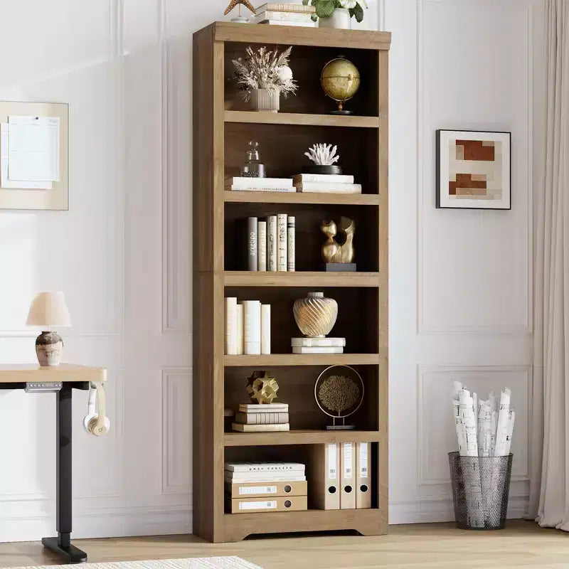 5/6-Tier Adjustable Bookshelf,Farmhouse Tall Bookcase, Freestanding Storage Organizer w/ Anti-Tip Kit for Home Office,Living Room,Study