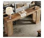 Brown Natural Wood Rectangular Sofa Table with Fixed Shelf, 1-Piece