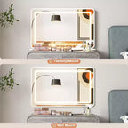 Toeletta per il trucco con specchio illuminato, Nero/Grigio/Bianco, 2 cassetti, Monoposto